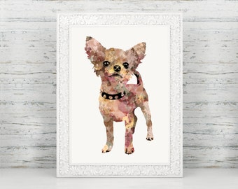 Chihuahua Art, Chihuahua Watercolor, Chihuahua Gift, Chihuahua Print, Chihuahua Decor, Chihuahua Silhouette, Chihuahua Wall Art, Chi Mom