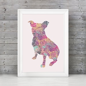 Pit Bull Dog Art Print / Pitbull Silhouette Art / Pitbull Dog Gifts / Happy Pit Bull Nursery / Pitbull Dog Mom / Pit Bull Dog Print