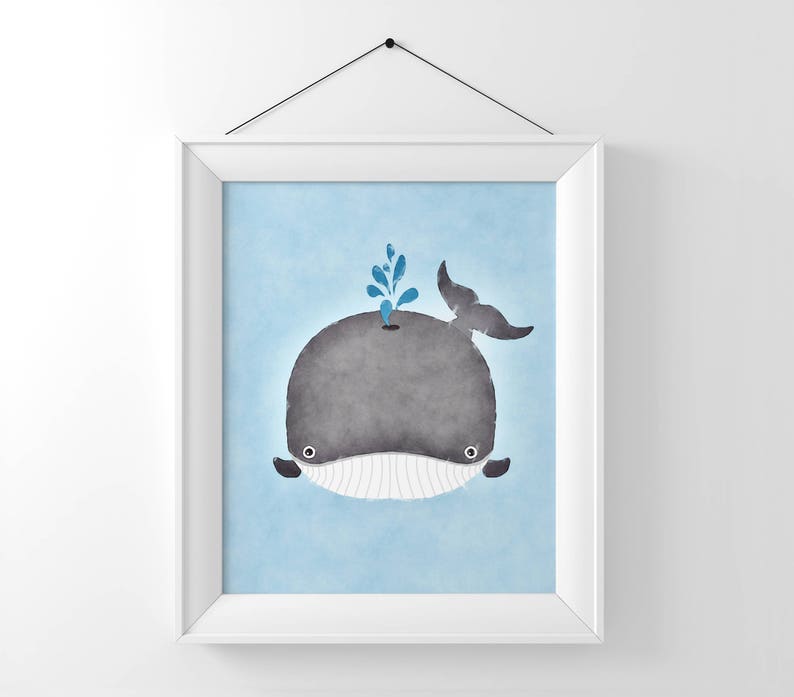 Whale Nursery / Whale Nursery Decor / Whale Print / Whale Etsy