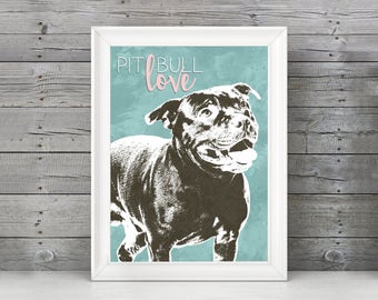 Pit Bull Kunstdruck, Pit Bull Liebe, Pit Bull Kunst, Staffordshire Bull Terrier Kunst, Staffordshire Hund Kunst, Staffy Kunst, Hund Kindergarten, Staffie Art
