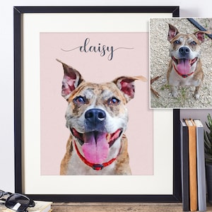 Custom Pet Portrait from Photo, Custom Dog Portrait, Watercolor Pet Portrait Digital, Personalized Pet Memorial, Dog Remembrance Gift