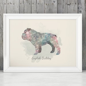 Watercolor English Bulldog Wall Art, English Bulldog Art, Dog Silhouette Art, Dog Nursery Decor, Dog Nursery, English Bulldog Nursery
