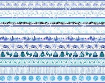 Winter Digital Washi Tape, Digital Download, Embellishment, Scrapbooking, Junk Journal, Belly Band, Snowflake, Sweater, Mittens, Reindeer