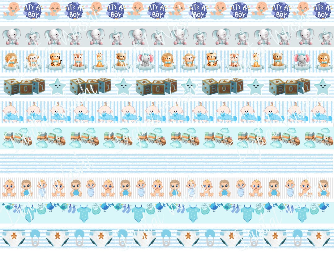 Baby Boy Digital Washi Tape, Digital Download, Embellishment