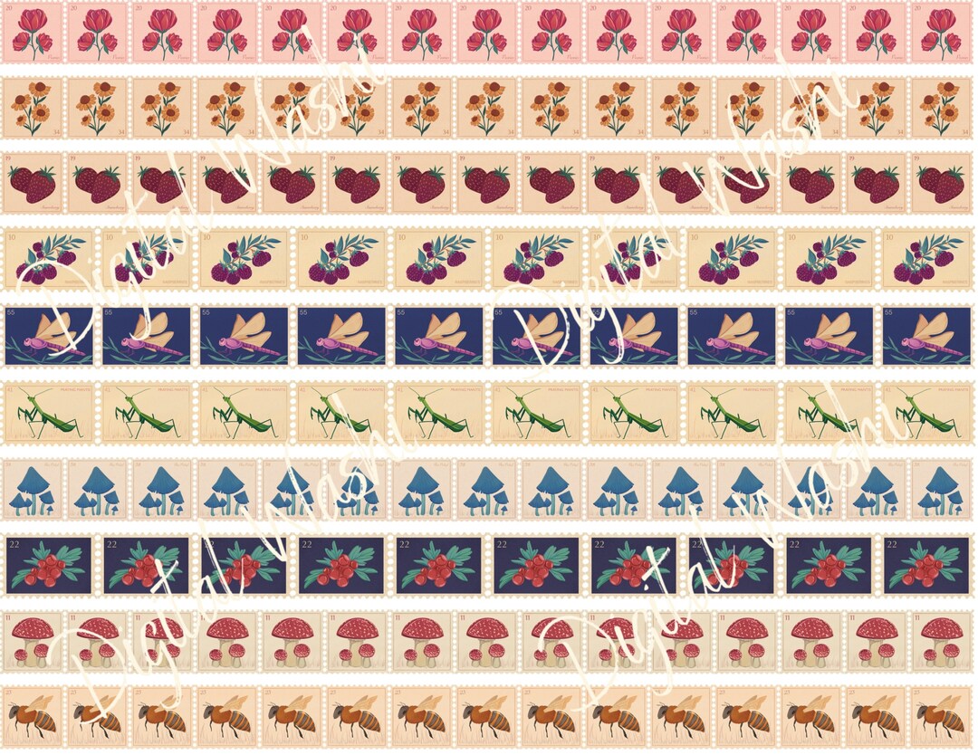Faux Stamps Digital Washi Tape, Digital Download, Embellishment ...