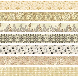 Vintage Designs Digital Washi Tape, Descarga digital, Adorno, Scrapbooking, Junk Journal, Belly Band, Grunge, Retro