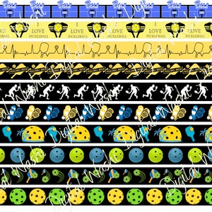 Pickleball Digital Washi Tape, Digital Download, Embellishment, Scrapbooking, Junk Journal, Belly Band, Ball, Player, Court, Paddle, yellow