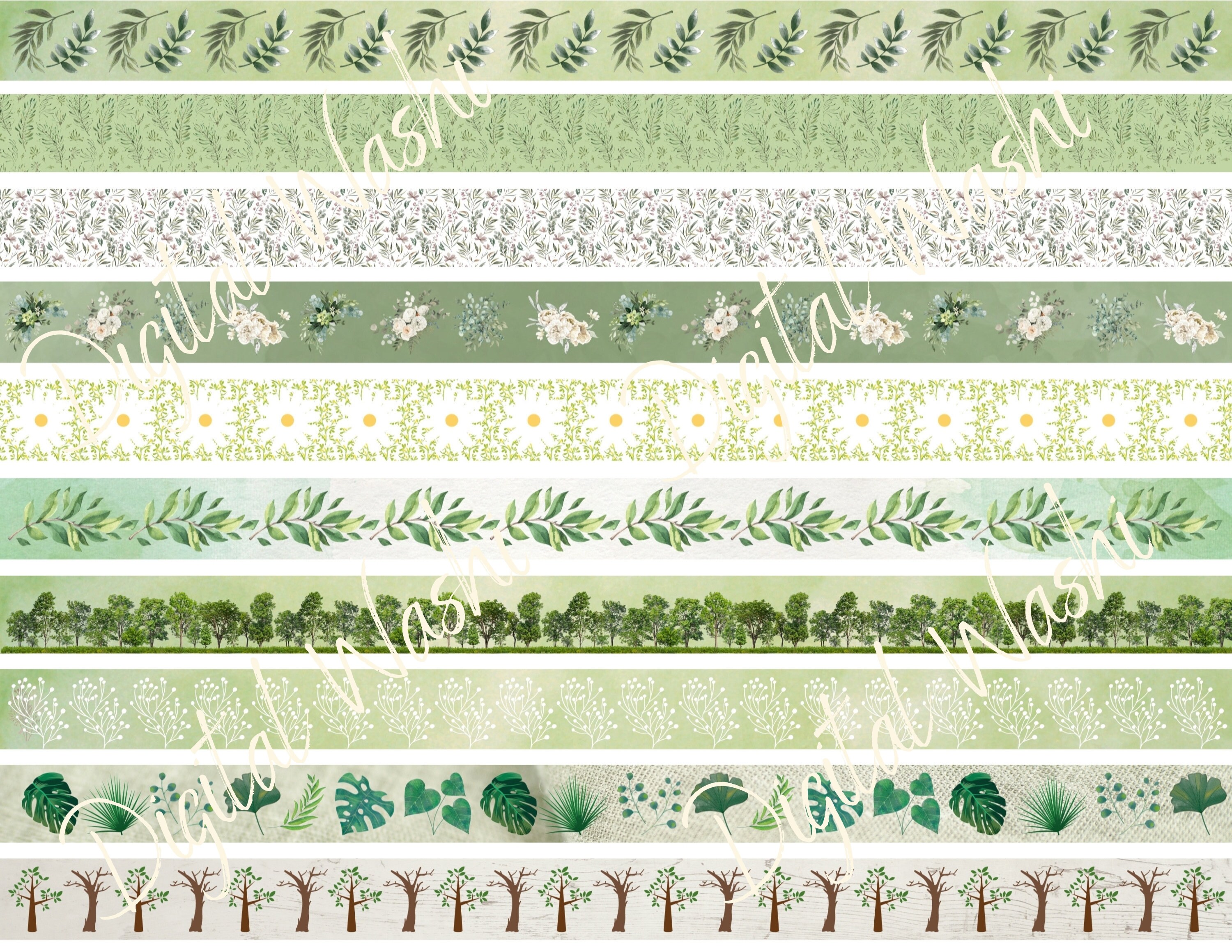 Green Leaves | Washi Tape Green Leaves | Washi Tape