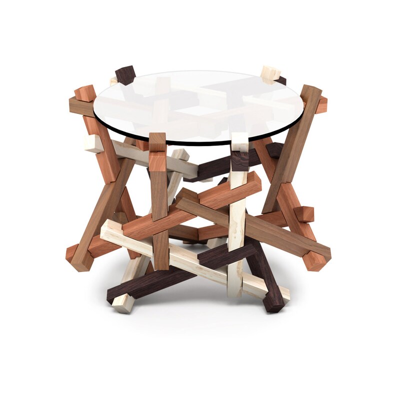 4x6 Round Coffee Table Puzzle Glass Wooden Side