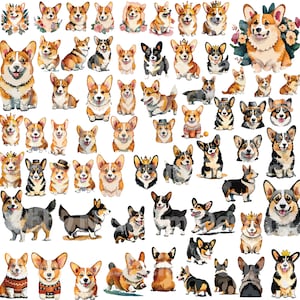 Corgis Aquarell Vektoren SVG, PNG, Jpg