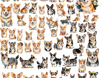 Corgi Watercolor Vectors SVG, PNG, Jpg