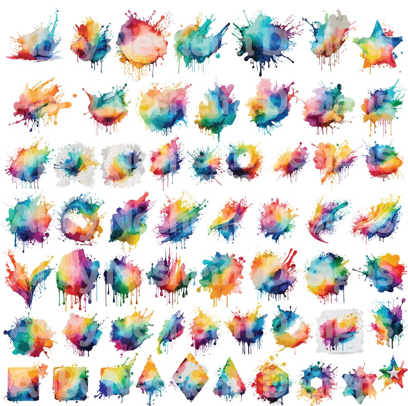Watercolor Splash Drip Swoosh Shapes Vector, Png, Jpg, Svg - Etsy