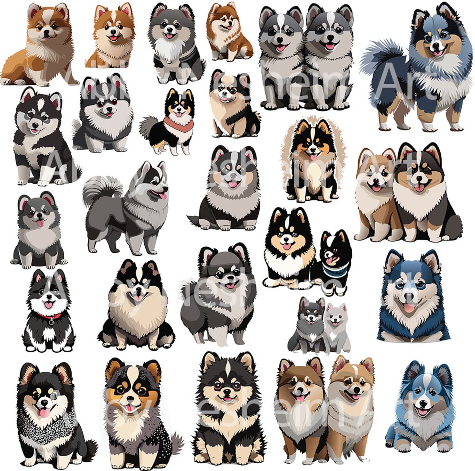 Mini Pomsky Vector Pomsky Dog - Pomskies - Pomski Dog SVG Vectors - Etsy