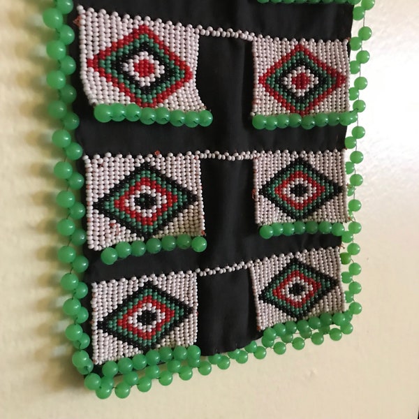 Vintage Zulu beaded panel, ca. 1980s -1990s, 29 inches, great condition, hand made, repurpose for home decor or or wearable art