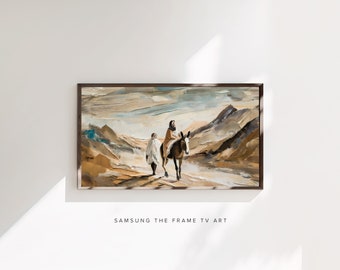 Samsung Frame TV Art / To Bethlehem – Nativity Scene / Neutral Christmas Artwork / Modern Christian Decor / Digital Art For TV