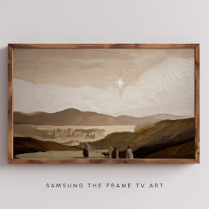 Samsung lijst tv kerstkunst / Follow the Star / Neutraal kerstkunstwerk / Modern christelijk decor / Digitale kunst voor tv