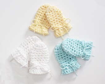 Items Similar To Crochet Baby Mitts Baby Scratch Mitts