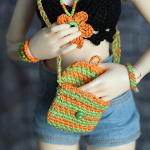 Accessoires-Set: gehäkelte Tasche und Schmuck für BJD Puppe universal size minifee unoa msd