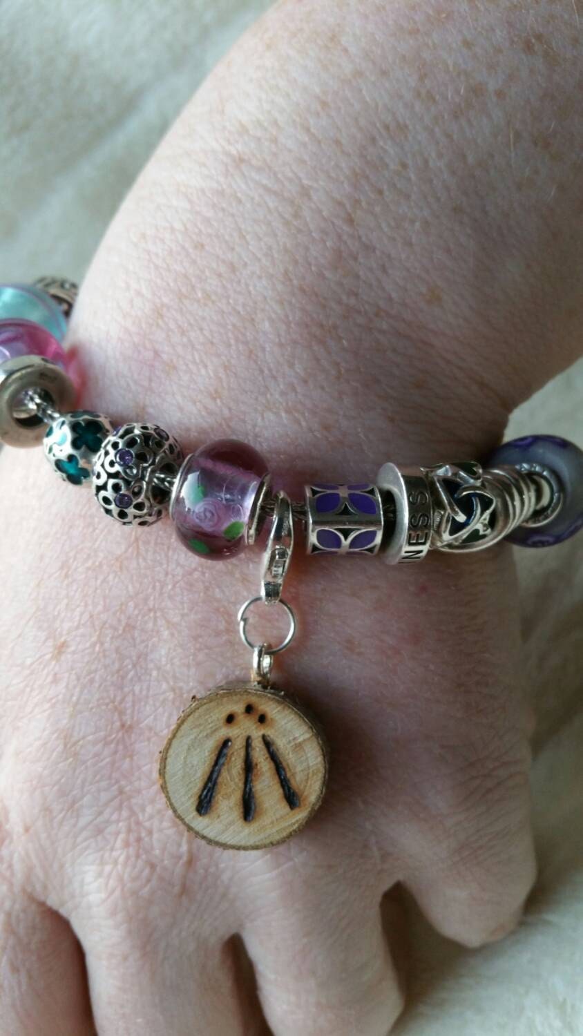 Awen Key Charm / Pagan Charm / Key Charm / Charm for Bracelet / Wooden ...