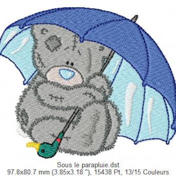 Tatty Teddy sous un parasol Me cacher à vous porter Machine Embroidery Design