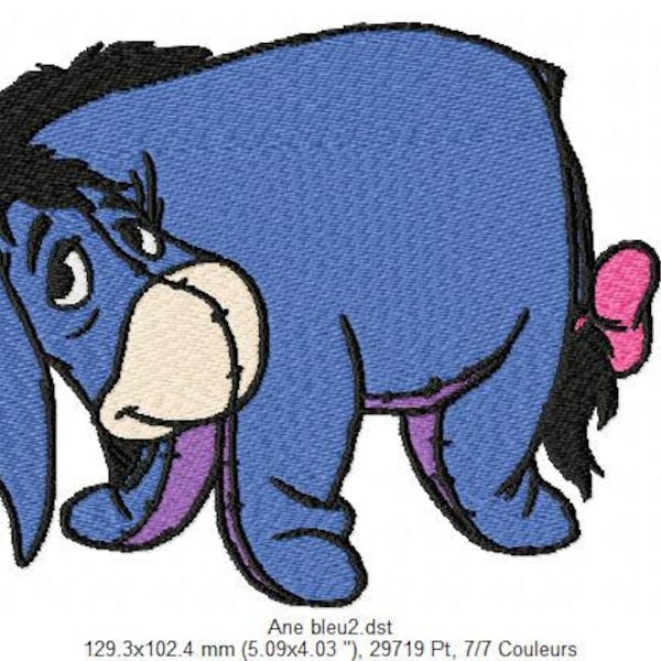 Eeyore the sad lilac Donkey from Winnie the Pooh Machine Embroidery Design