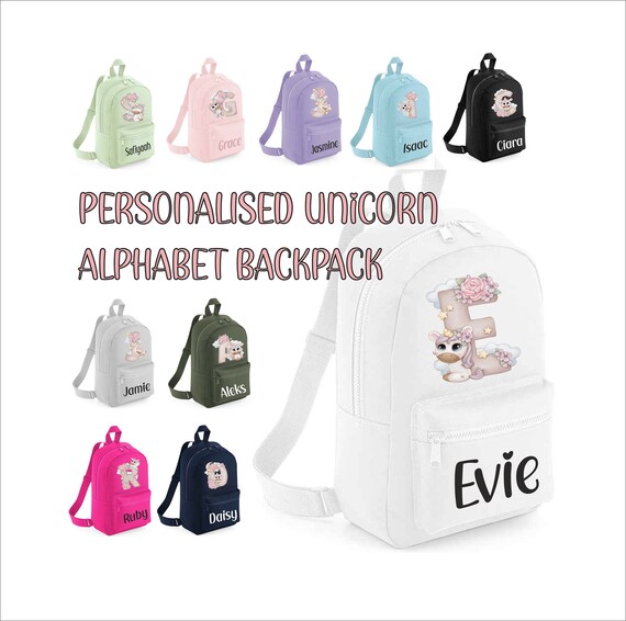 Gorgeous Pastel Unicorn Initial and Name Personalised Backpack