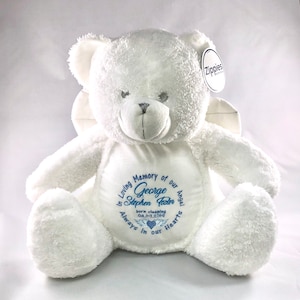 Personalised White Angel Plush Embroidered Memory Bear