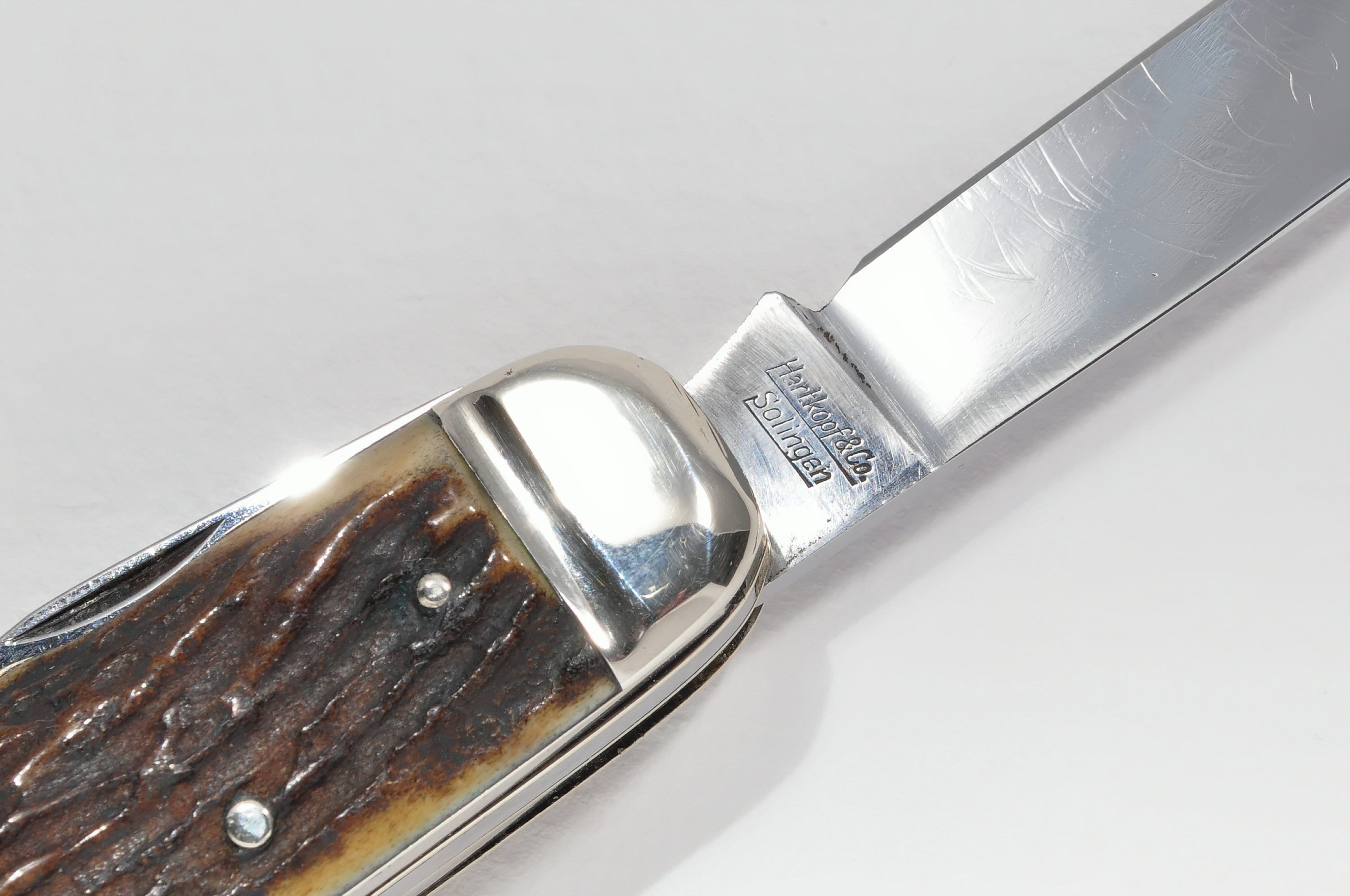 Best Folding Knife by Hartkopf Solingen, Vintage 1930s, Staghorn 