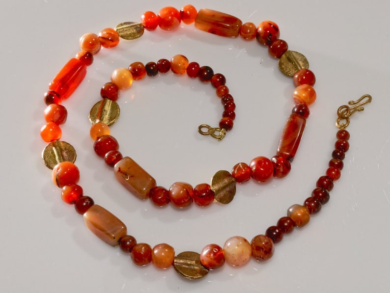 Anniversary Birthday Christmas Gift for Her African Heritage Rare Antique African Trade Beads Unique Ethnic Jewelry Carnelian Necklace
