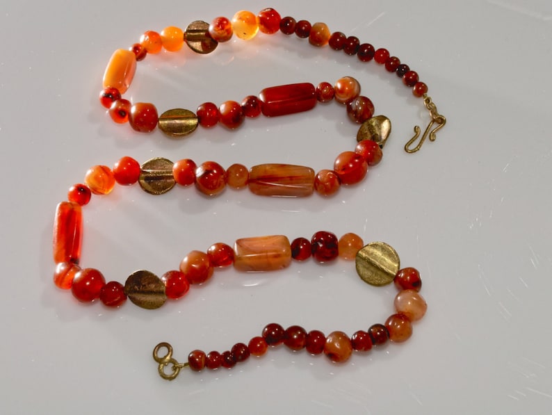 Anniversary Birthday Christmas Gift for Her African Heritage Rare Antique African Trade Beads Unique Ethnic Jewelry Carnelian Necklace