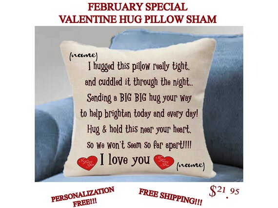 Hand Sewn Pillow Sham Hugs From Home Hugs For Valentines And Etsy