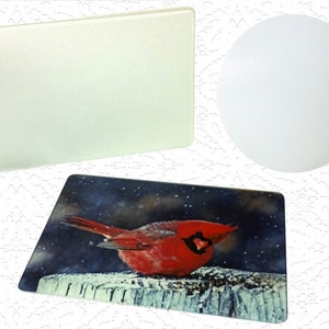 Cutting Boards-CARDINALS in my Kitchen'Tempered Glass' Different Cardinal Designs to Choose From Round or Rectangle Glass image 10