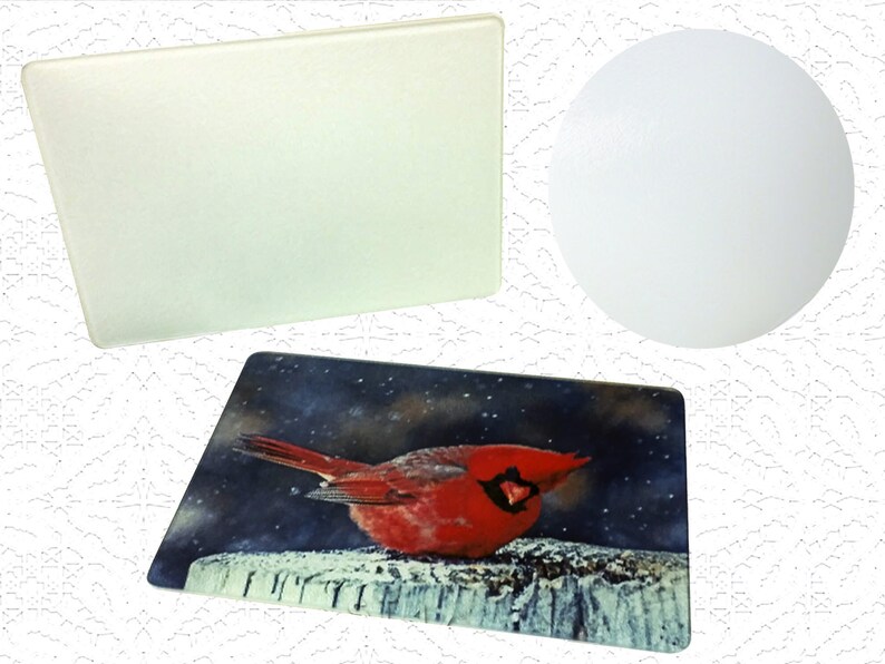 Cutting Boards-CARDINALS in my Kitchen'Tempered Glass' Different Cardinal Designs to Choose From Round or Rectangle Glass image 10