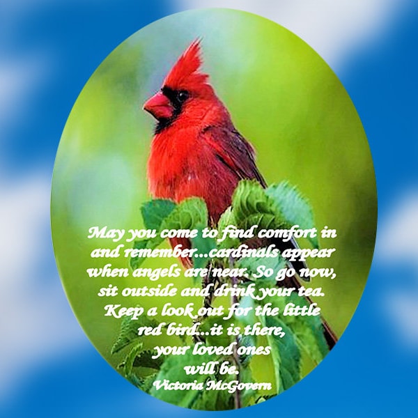 Memorial Cardinal Suncatcher - Red Bird -  With Beautiful Remembrance Message