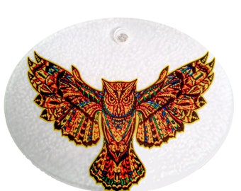 Suncatcher  - sm Glass -  (3.5"x 2.75") - Mosaic Colors-- Owl