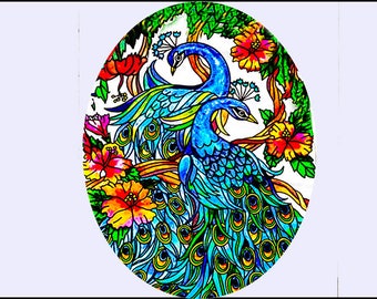 Suncatcher - sm Glass  Peacocks