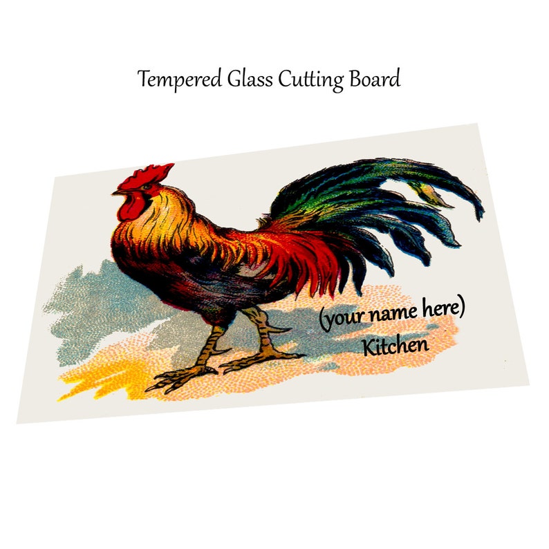 Cutting Board Glass Rooster image 3