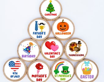 Holiday Magnets/ Set Of 10/ Classroom Magnets/ Teacher Magnets/ Family Calendar Magnets