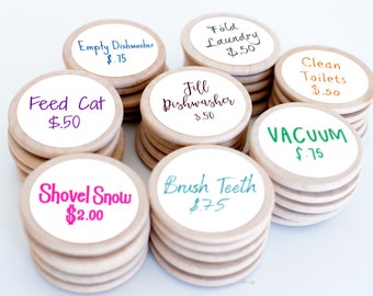 Custom Round Chore Magnets / 1-1/2" x 1/8"/ Wood Magnets / Chore Charts / Chores / Magnet / Chore Magnet / Children / Magnetic Chore Chart