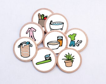 Round Wood Chore Magnets: Kids' Responsibility Chart (1-1/2")