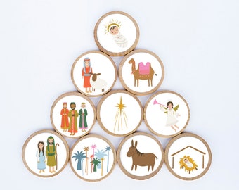 Christmas Nativity Magnet Set / Set of 10 / 2 3/8 x 1/4 Inches / Refrigerator Magnets / Montessori  / Holiday Magnet /  Teacher Gifts