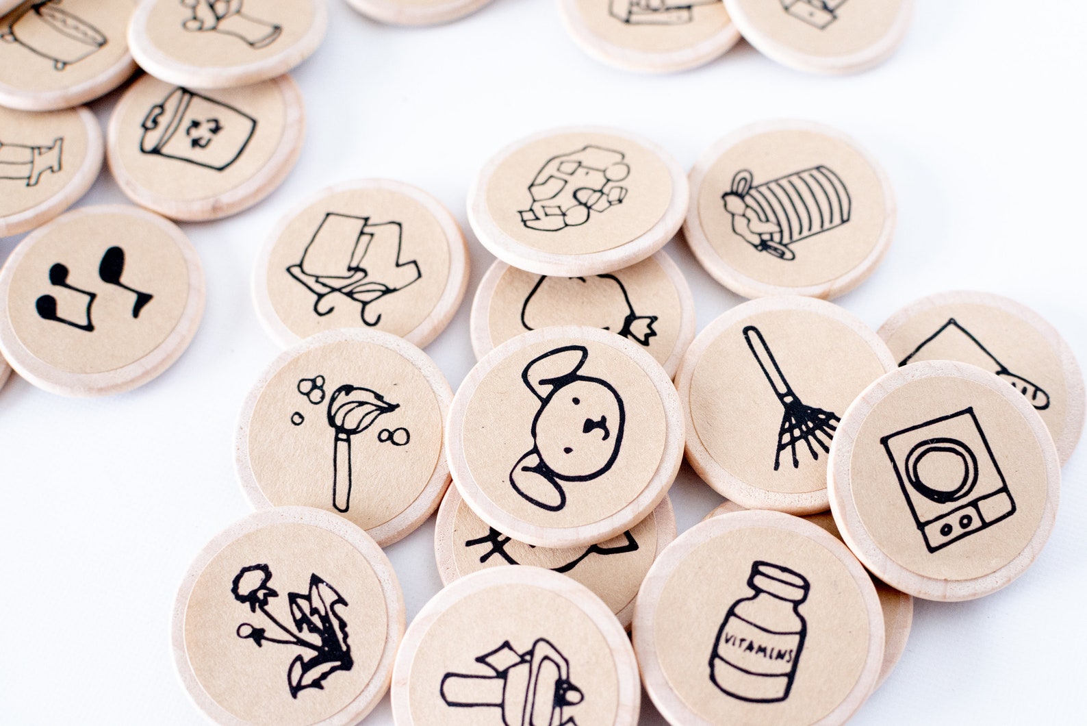 Round Chore / 1.5 Inches / Wood / Chore Charts Etsy