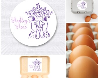 Personalized Chicken Egg Stickers/ Carton Labels/ Farm Egg Labels/ Chickens/ Hens/ Personalized Stickers/ Egg Crate Labels/ Farm Fresh Eggs