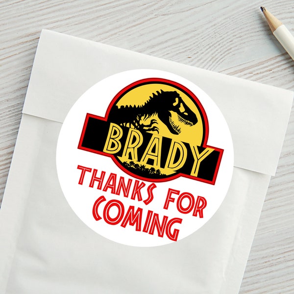 Personalized Dinosaur Stickers/ Jurassic Park Labels /Labels/ Party Favors/ Birthday/ Custom Stickers / Envelope Stickers/ Thank You Tags