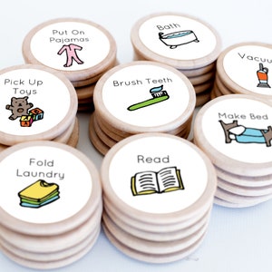 You Pick! Round Chore Magnets / 1.5 Inches / Wood Magnets / Chore Charts / Chores / Magnets / Chore Magnets / Children / Chore Chart