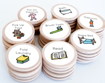 You Pick! Round Chore Magnets / 1.5 Inches / Wood Magnets / Chore Charts / Chores / Magnets / Chore Magnets / Children / Chore Chart