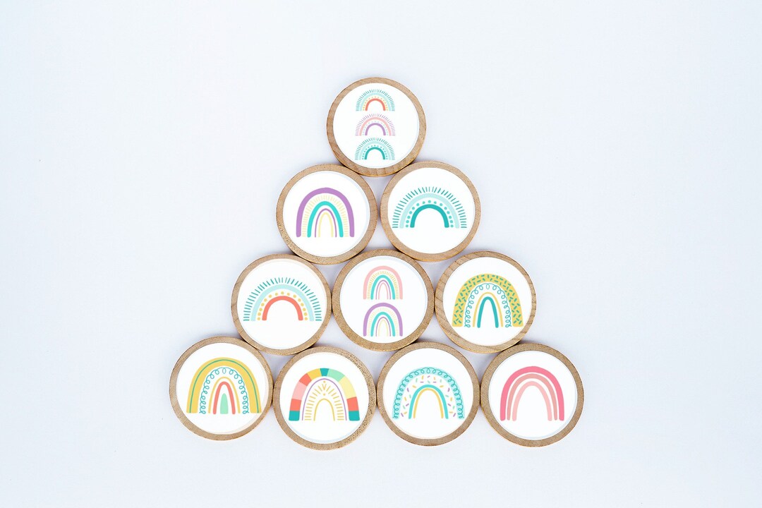 Rainbow Wooden Magnet Set, Montessori Toy (set of 10) - Etsy