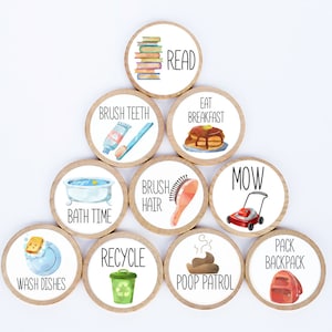 You Pick!Round Chore Magnets / 1.5 Inches / Wood Magnets / Chore Charts / Chores / Magnets / Chore Magnets / Children / Magnetic Chore Chart
