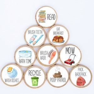 You Pick!Round Chore Magnets / 1.5 Inches / Wood Magnets / Chore Charts / Chores / Magnets / Chore Magnets / Children / Magnetic Chore Chart