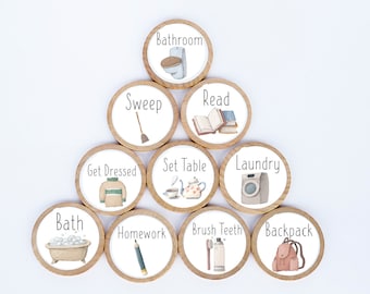 Thirty (30) Round Chore Magnets / 1.5 Inches / Wood Magnets / Chore Charts / Chores / Magnets / Chore Magnets / Children / Chore Chart